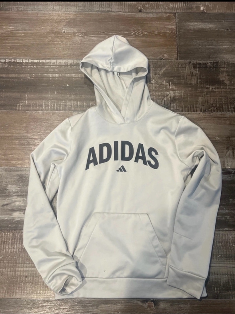 adidas White Pullover Hoodie with Bold Logo